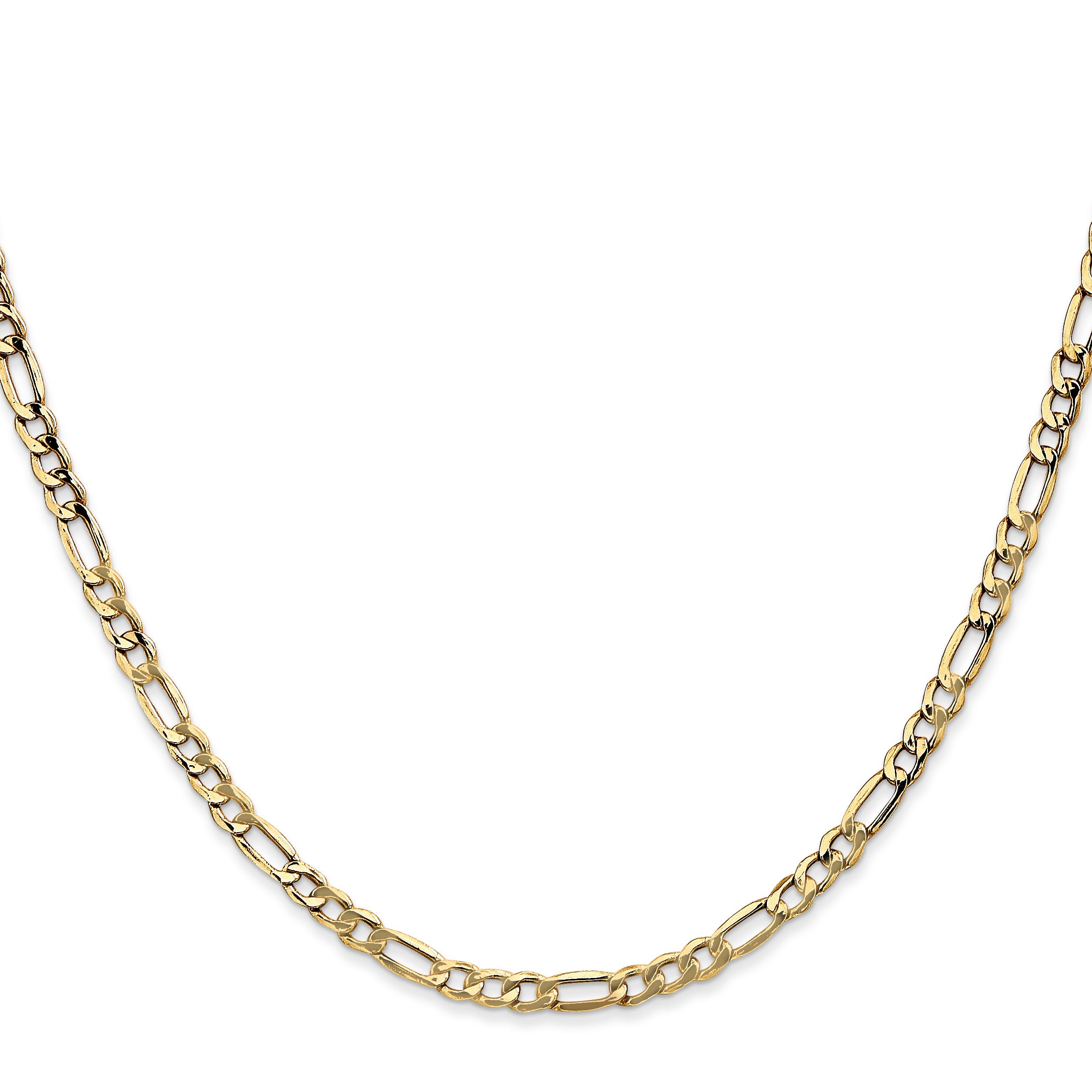 20 Inch 10K 3.5mm Semi-Solid Figaro Chain Necklace