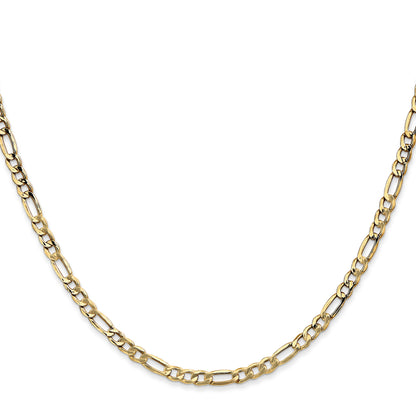 20 Inch 10K 3.5mm Semi-Solid Figaro Chain Necklace