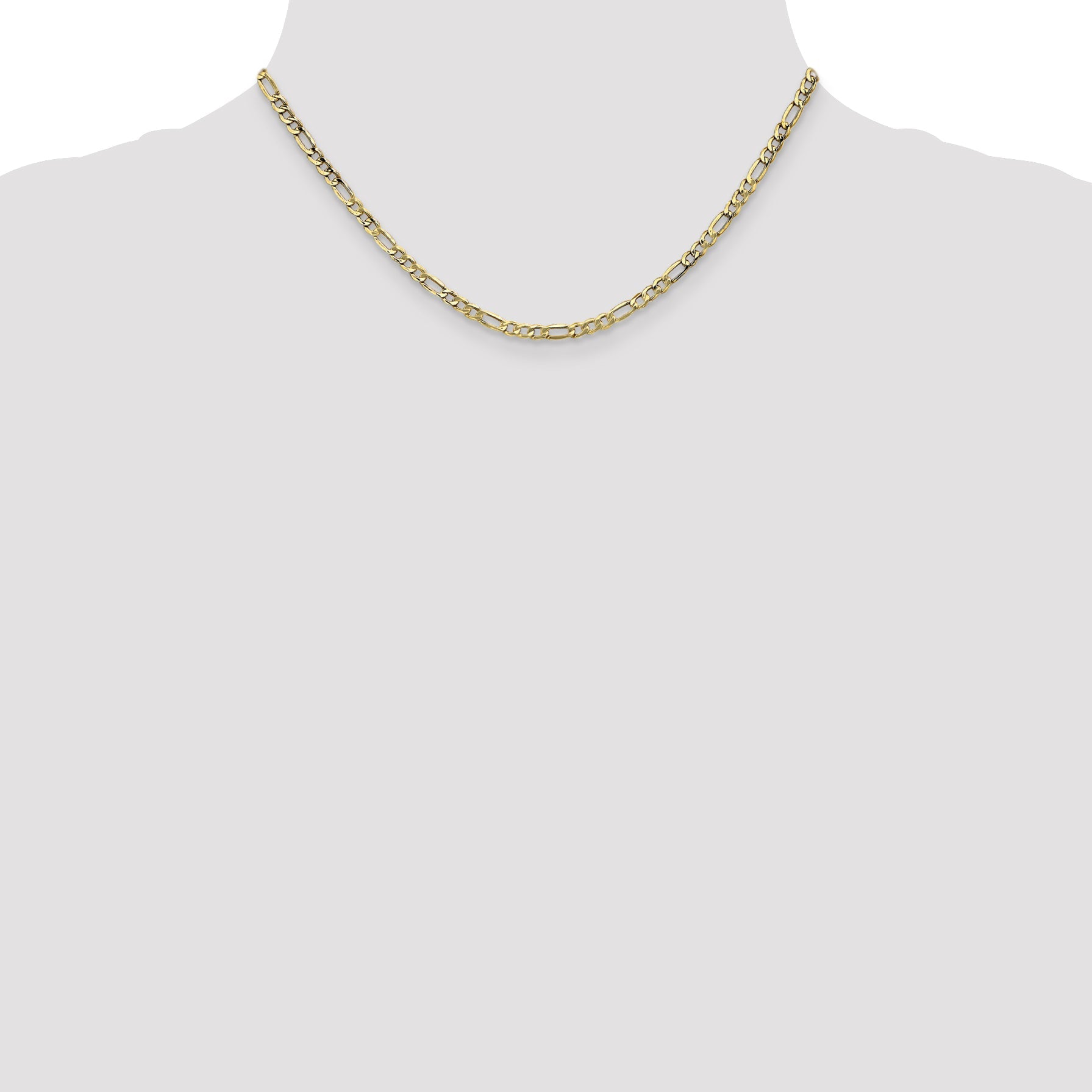 16 Inch 10K 3.5mm Semi-Solid Figaro Chain Necklace