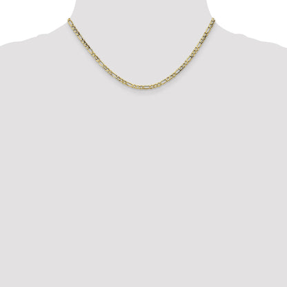 16 Inch 10K 3.5mm Semi-Solid Figaro Chain Necklace