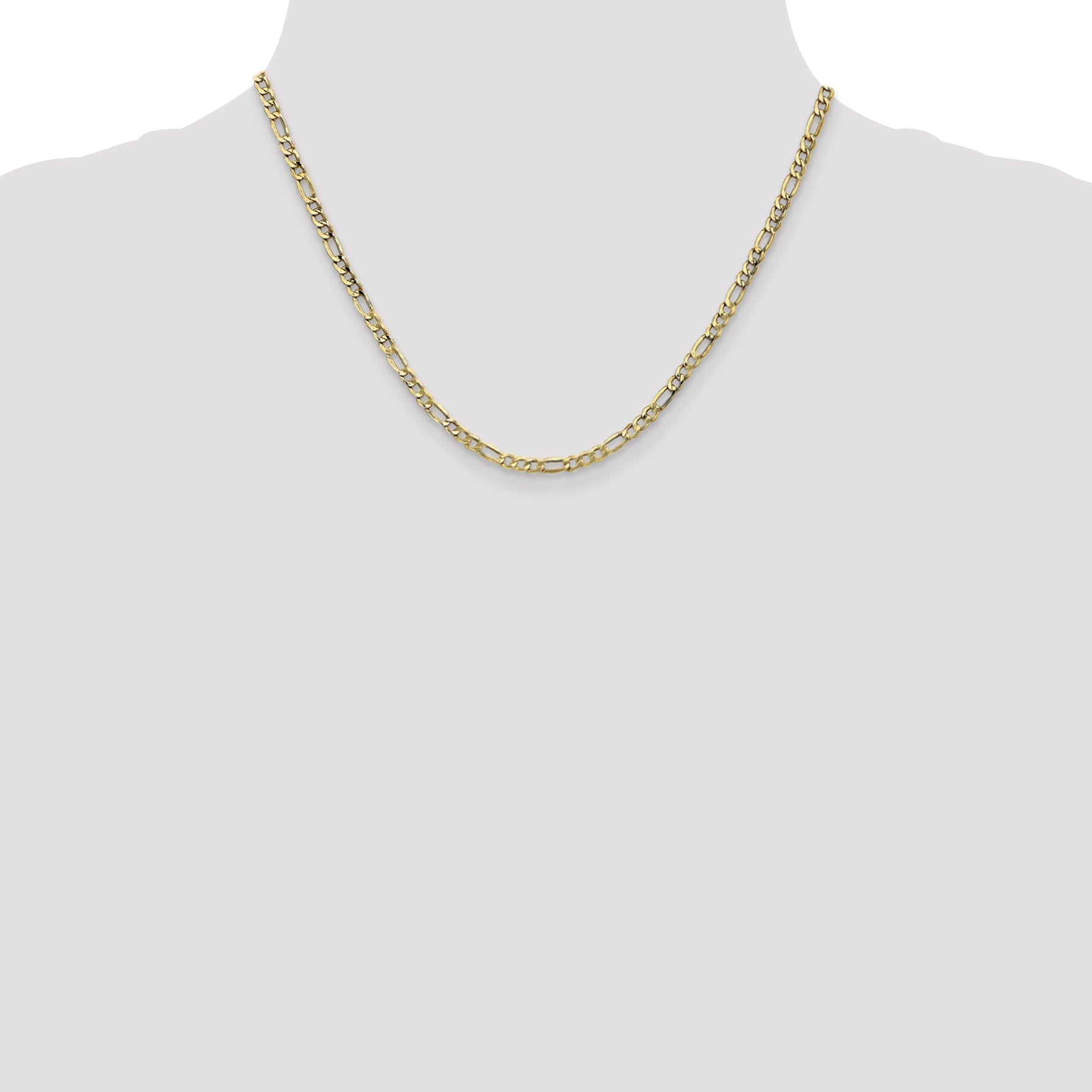 18 Inch 10K 3.5mm Semi-Solid Figaro Chain Necklace