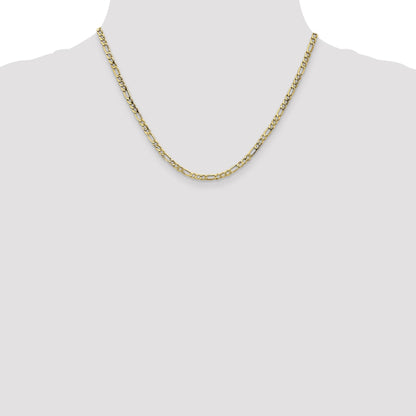 18 Inch 10K 3.5mm Semi-Solid Figaro Chain Necklace