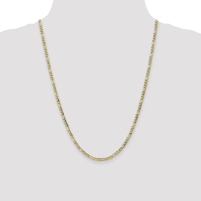 24 Inch 10K 3.5mm Semi-Solid Figaro Chain Necklace