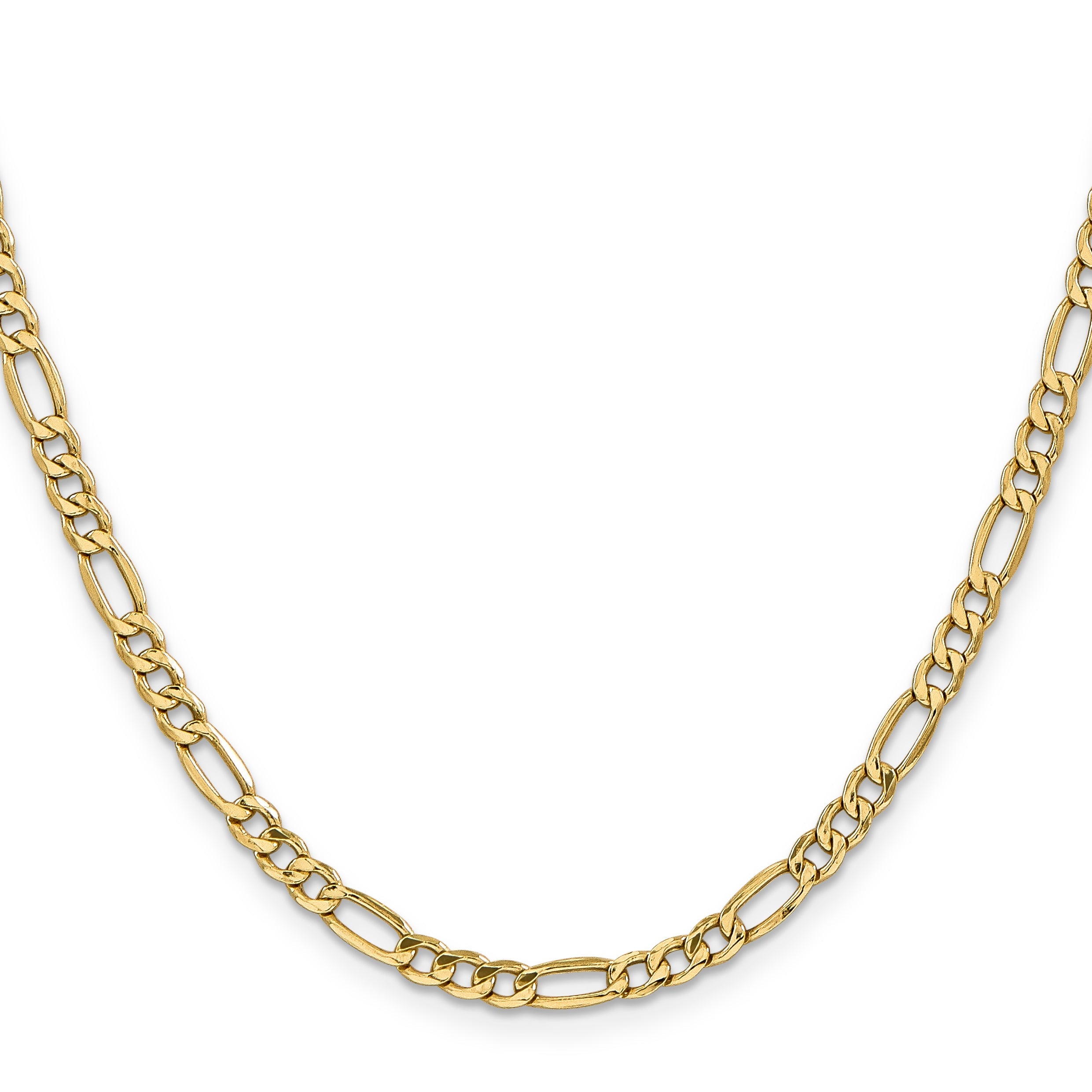 24 Inch 10K 4.75mm Semi-Solid Figaro Chain Necklace
