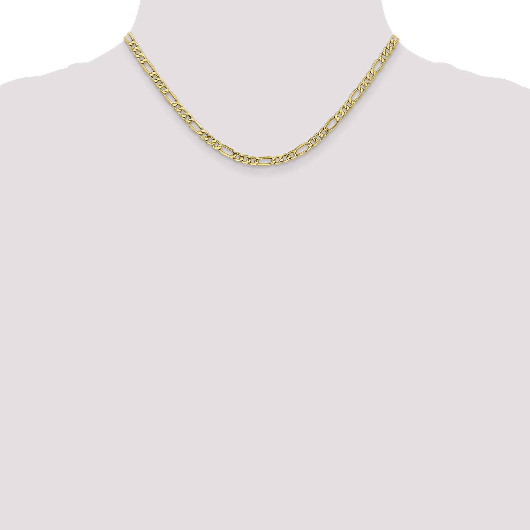 16 Inch 10K 4.75mm Semi-Solid Figaro Chain Necklace