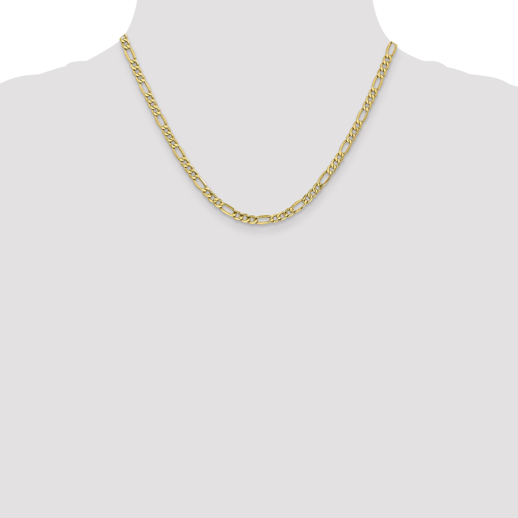 18 Inch 10K 4.75mm Semi-Solid Figaro Chain Necklace