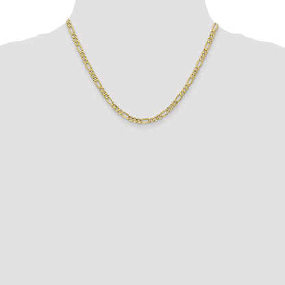 18 Inch 10K 4.75mm Semi-Solid Figaro Chain Necklace