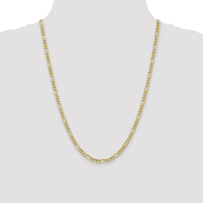 24 Inch 10K 4.75mm Semi-Solid Figaro Chain Necklace