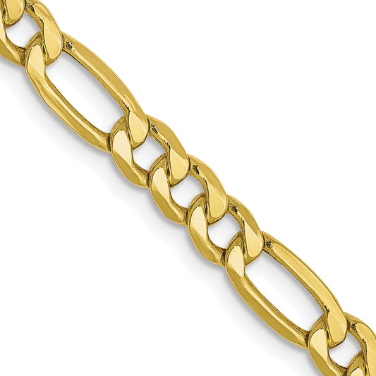 20 Inch 10K 4.75mm Semi-Solid Figaro Chain Necklace