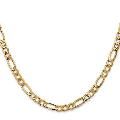 26 Inch 10K Yellow Gold 5.35mm Semi Solid Figaro Chain Necklace