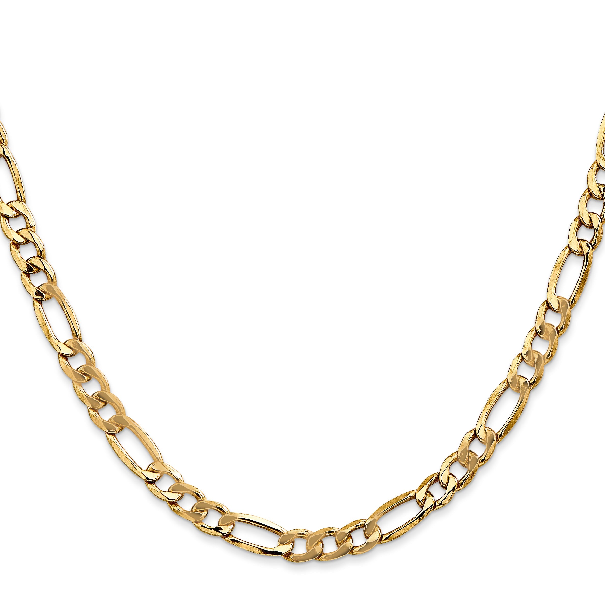 18 Inch 10K 5.35mm Semi-Solid Figaro Chain Necklace