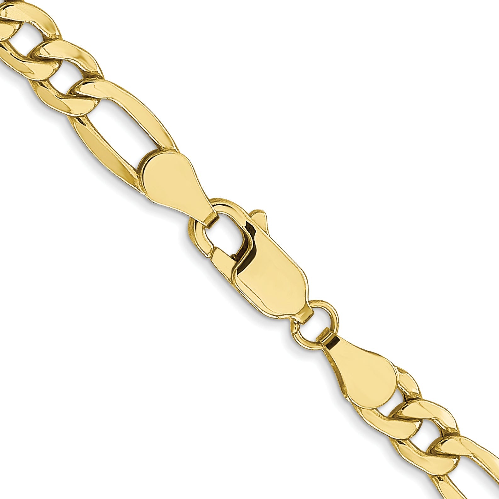 22 Inch 10K Yellow Gold 5.35mm Semi Solid Figaro Chain Necklace
