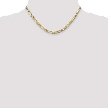 16 Inch 10K 5.35mm Semi-Solid Figaro Chain Necklace