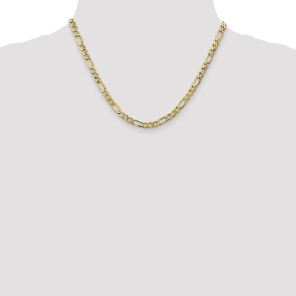 18 Inch 10K 5.35mm Semi-Solid Figaro Chain Necklace