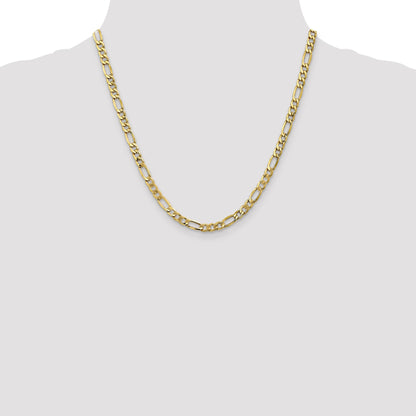 20 Inch 10K 5.35mm Semi-Solid Figaro Chain Necklace