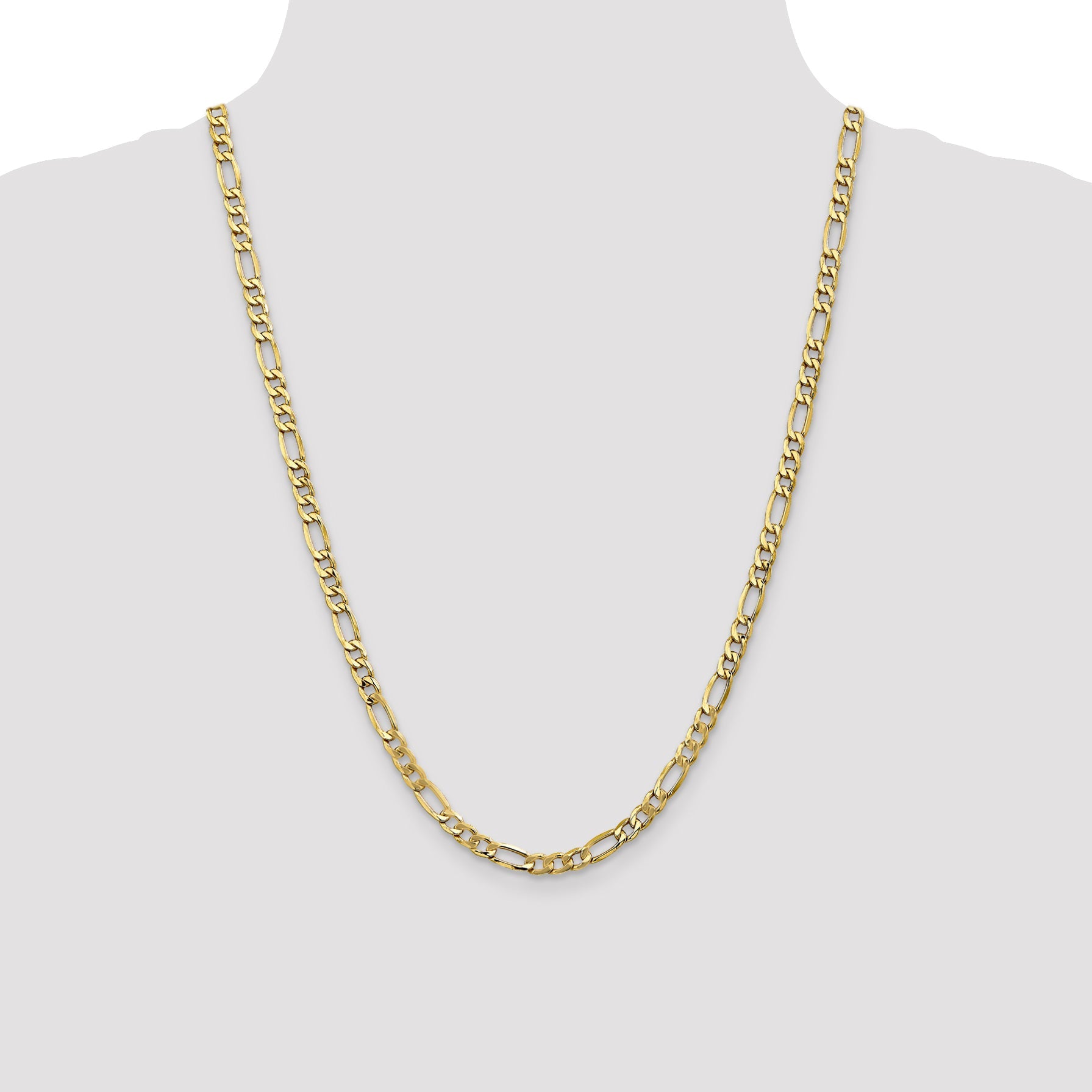 24 Inch 10K 5.35mm Semi-Solid Figaro Chain Necklace