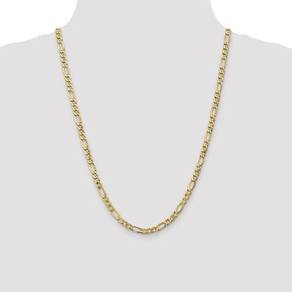 24 Inch 10K 5.35mm Semi-Solid Figaro Chain Necklace
