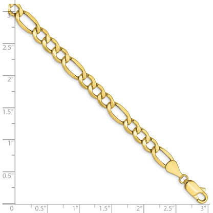 8 Inch 10K 5.35mm Semi-Solid Figaro Chain Bracelet