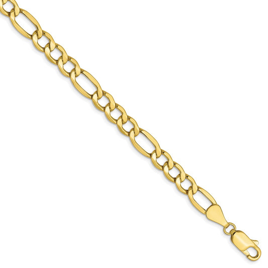 7 Inch 10K 5.35mm Semi-Solid Figaro Chain Bracelet