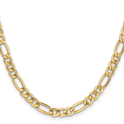 20 Inch 10K 6.6mm Semi-Solid Figaro Chain Necklace