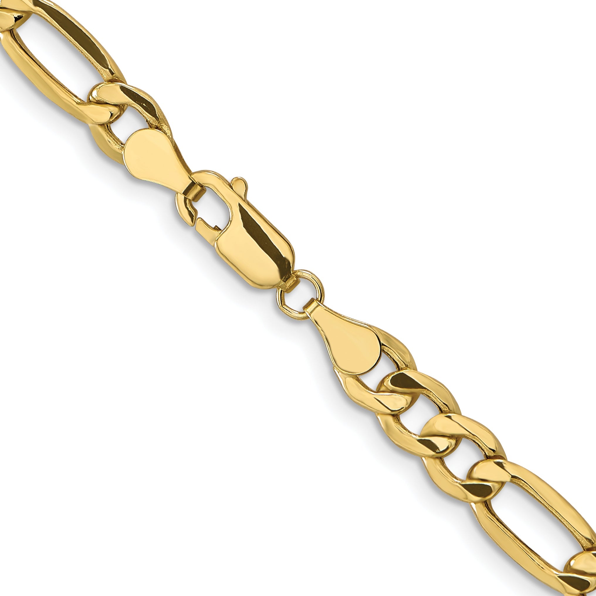 24 Inch 10K 6.6mm Semi-Solid Figaro Chain Necklace