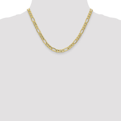 18 Inch 10K 6.6mm Semi-Solid Figaro Chain Necklace