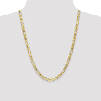 24 Inch 10K 6.6mm Semi-Solid Figaro Chain Necklace