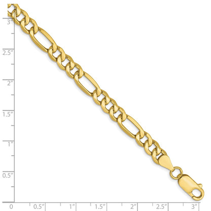 8 Inch 10K 6.6mm Semi-Solid Figaro Chain Bracelet