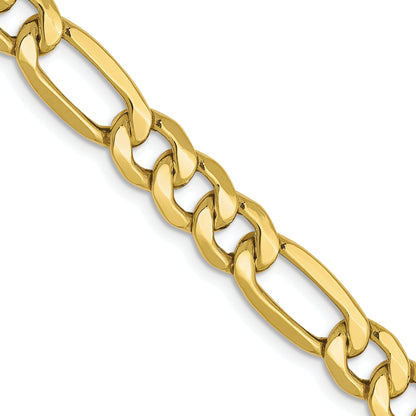 24 Inch 10K 6.6mm Semi-Solid Figaro Chain Necklace