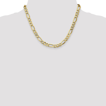18 Inch 10K 7.3mm Semi-Solid Figaro Chain Necklace