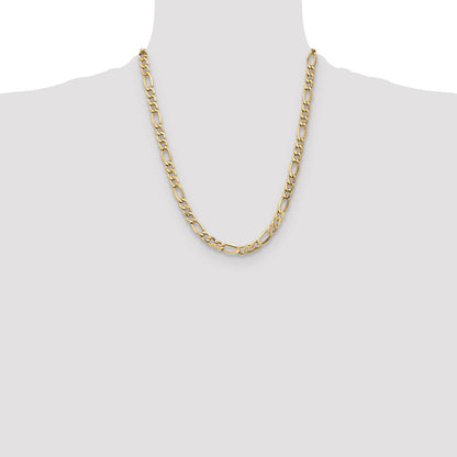 22 Inch 10K Yellow Gold 7.3mm Semi Solid Figaro Chain Necklace