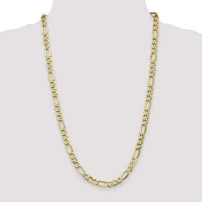 24 Inch 10K 7.3mm Semi-Solid Figaro Chain Necklace