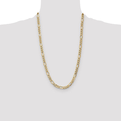 26 Inch 10K Yellow Gold 7.3mm Semi Solid Figaro Chain Necklace