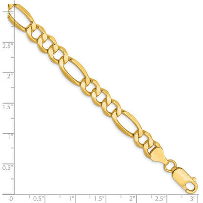 8 Inch 10K 7.3mm Semi-Solid Figaro Chain Bracelet