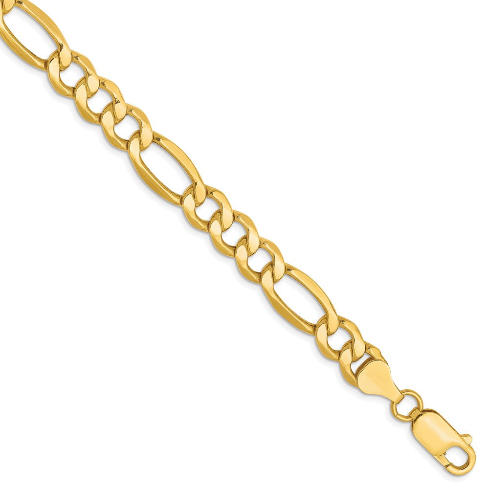 7 Inch 10K 7.3mm Semi-Solid Figaro Chain Bracelet