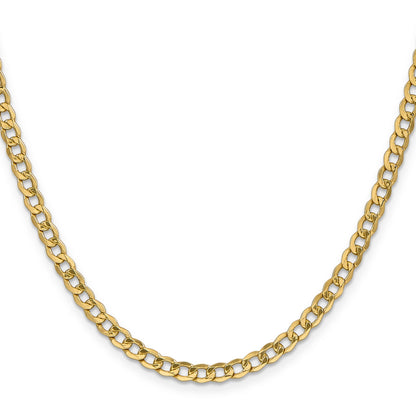 24 Inch 10K 4.3mm Semi-Solid Curb Chain Necklace