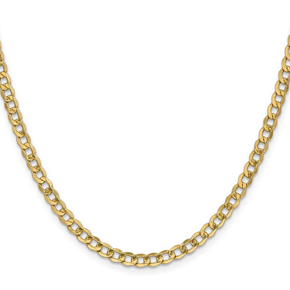 26 Inch 10K Yellow Gold 4.3mm Semi Solid Curb Chain Necklace