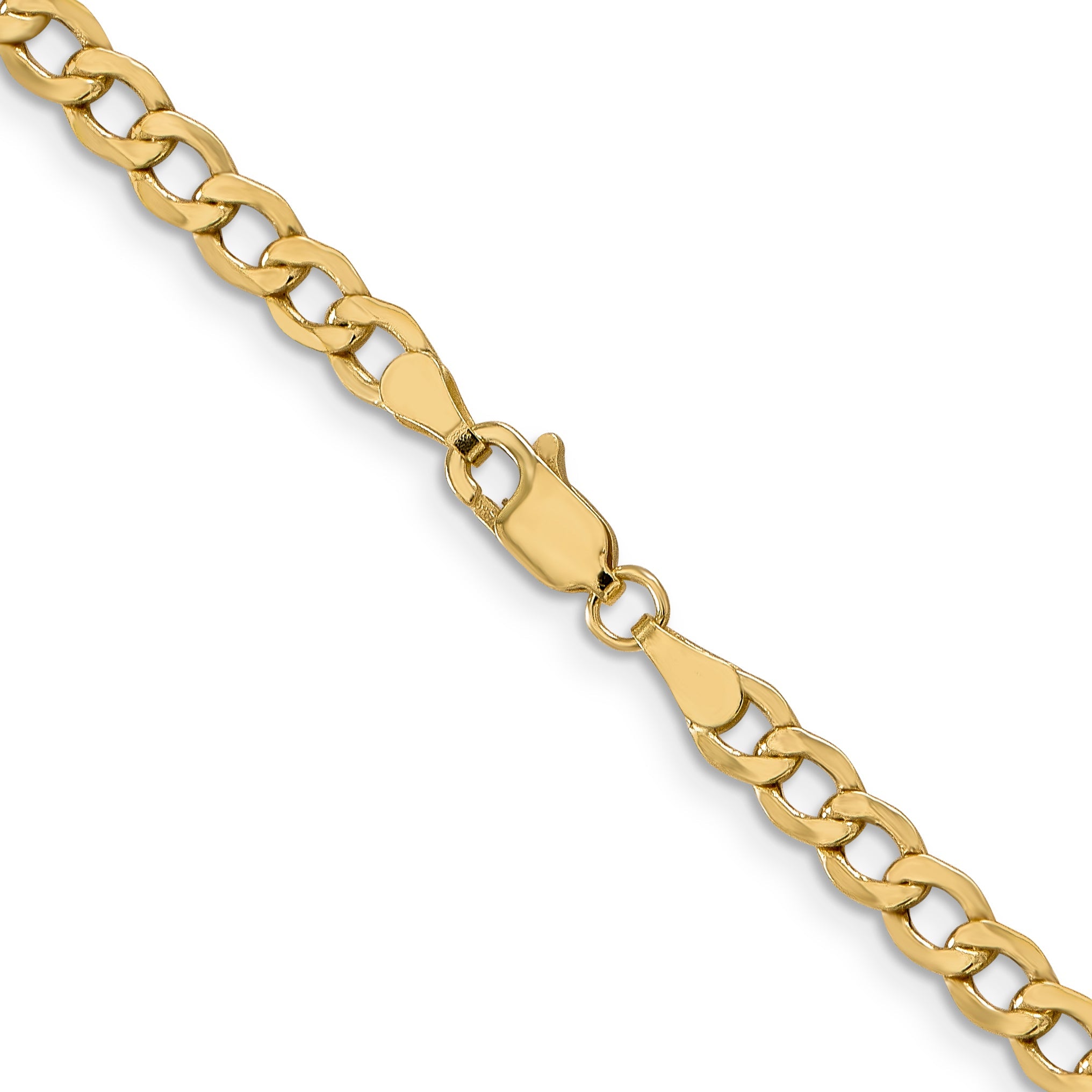 24 Inch 10K 4.3mm Semi-Solid Curb Chain Necklace