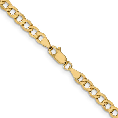 24 Inch 10K 4.3mm Semi-Solid Curb Chain Necklace