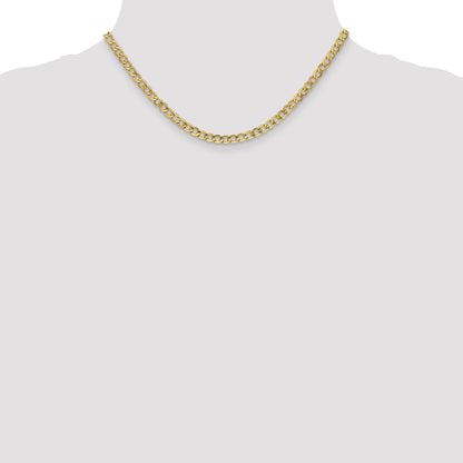 16 Inch 10K 4.3mm Semi-Solid Curb Chain Necklace