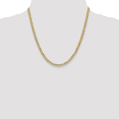 20 Inch 10K 4.3mm Semi-Solid Curb Chain Necklace