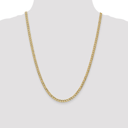 24 Inch 10K 4.3mm Semi-Solid Curb Chain Necklace