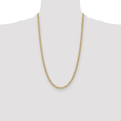26 Inch 10K Yellow Gold 4.3mm Semi Solid Curb Chain Necklace