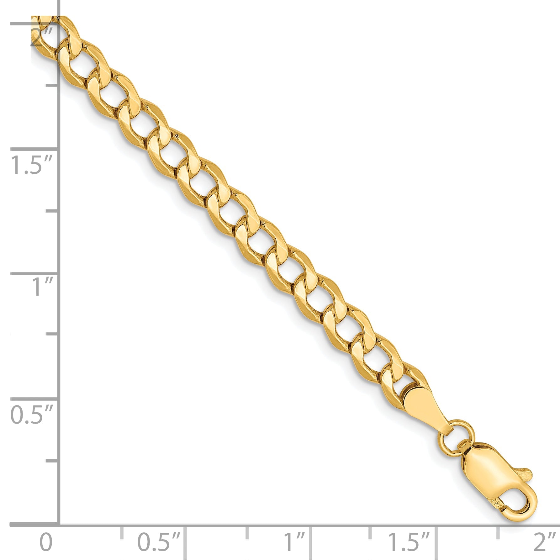 7 Inch 10K 4.3mm Semi-Solid Curb Chain Bracelet