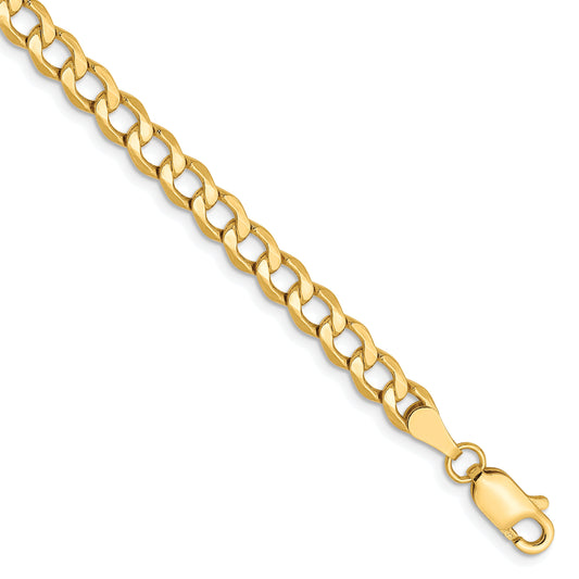 7 Inch 10K 4.3mm Semi-Solid Curb Chain Bracelet