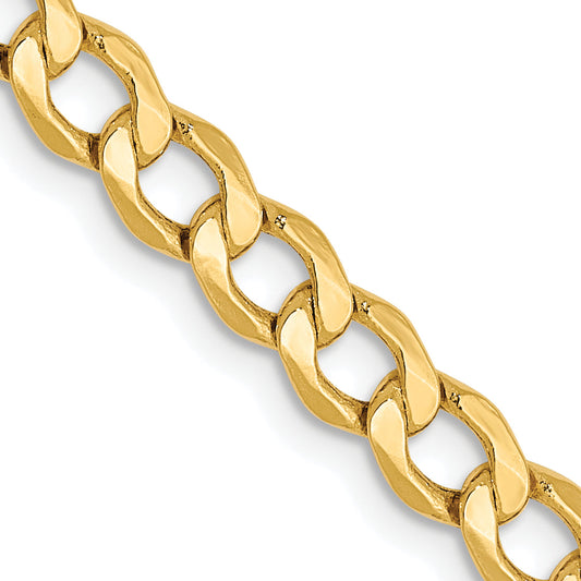 16 Inch 10K 4.3mm Semi-Solid Curb Chain Necklace