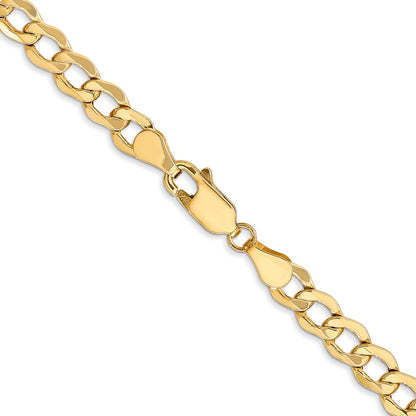 26 Inch 10K Yellow Gold 5.25mm Semi Solid Curb Chain Necklace