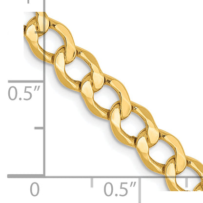 7 Inch 10K 5.25mm Semi-Solid Curb Chain Bracelet