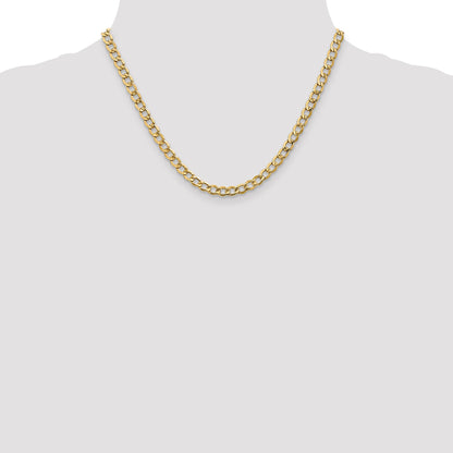 18 Inch 10K 5.25mm Semi-Solid Curb Chain Necklace
