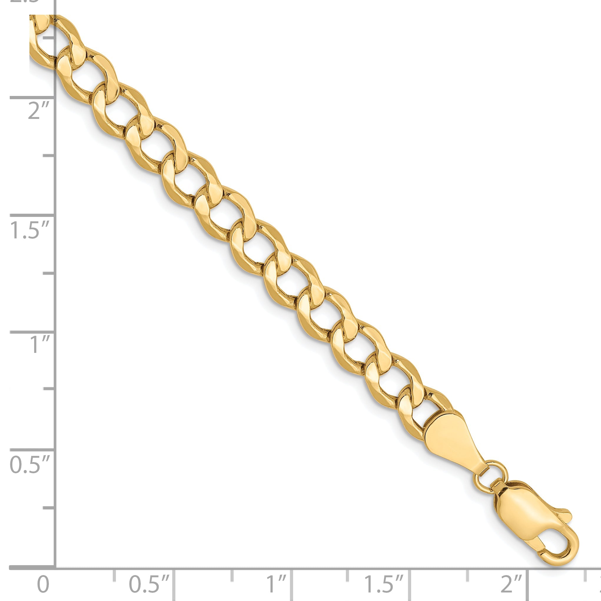 8 Inch 10K 5.25mm Semi-Solid Curb Chain Bracelet
